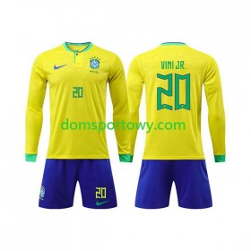 Koszulka Brazylia Vinicius Junior 20 Dziecięcy Domowe Koszulki Piłkarskie World Cup 2022 Długi Rękaw